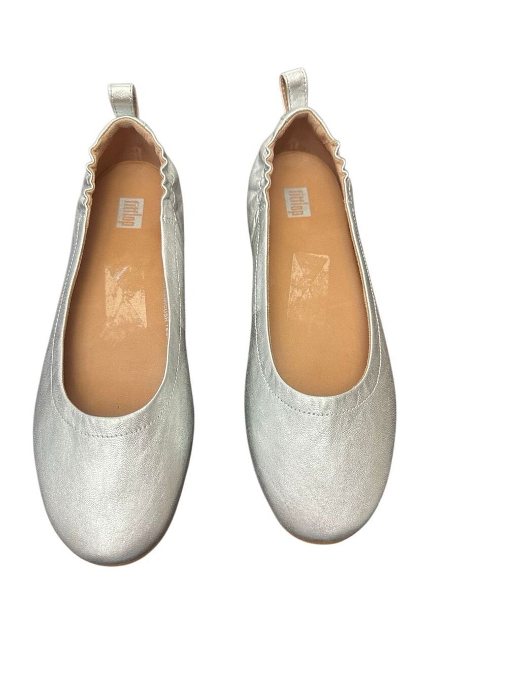 Women’s Fitflop Allegro Silver Soft Leather Ballet Flats Size 8